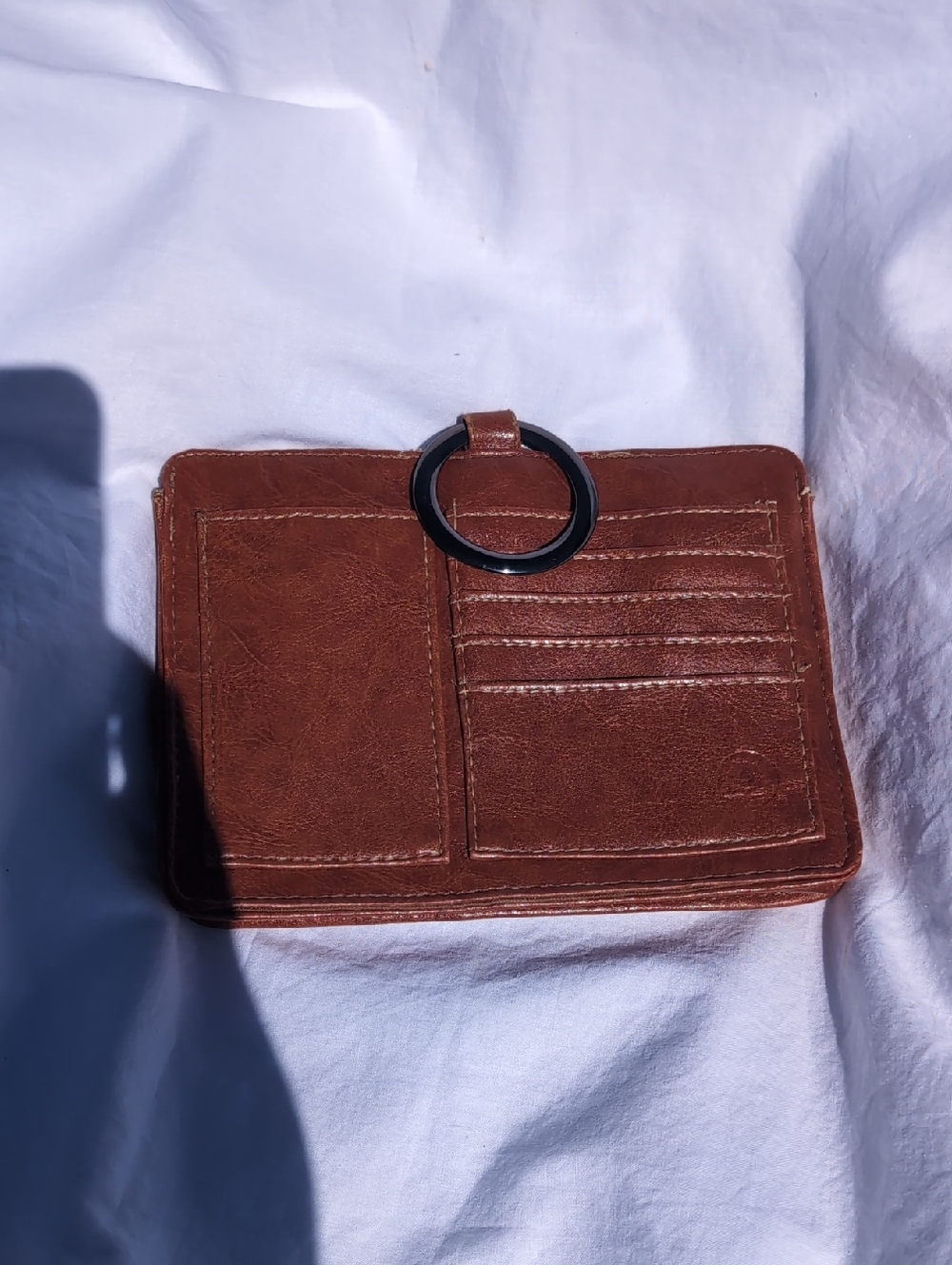 Brown Leather Card Wallet with Key Ring